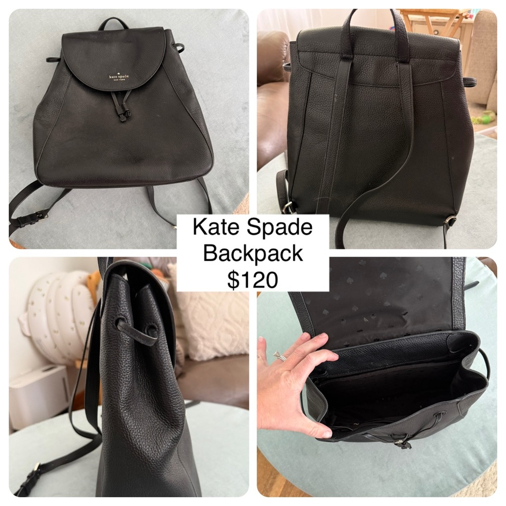 Kate Spade Charcoal Leather Backpack